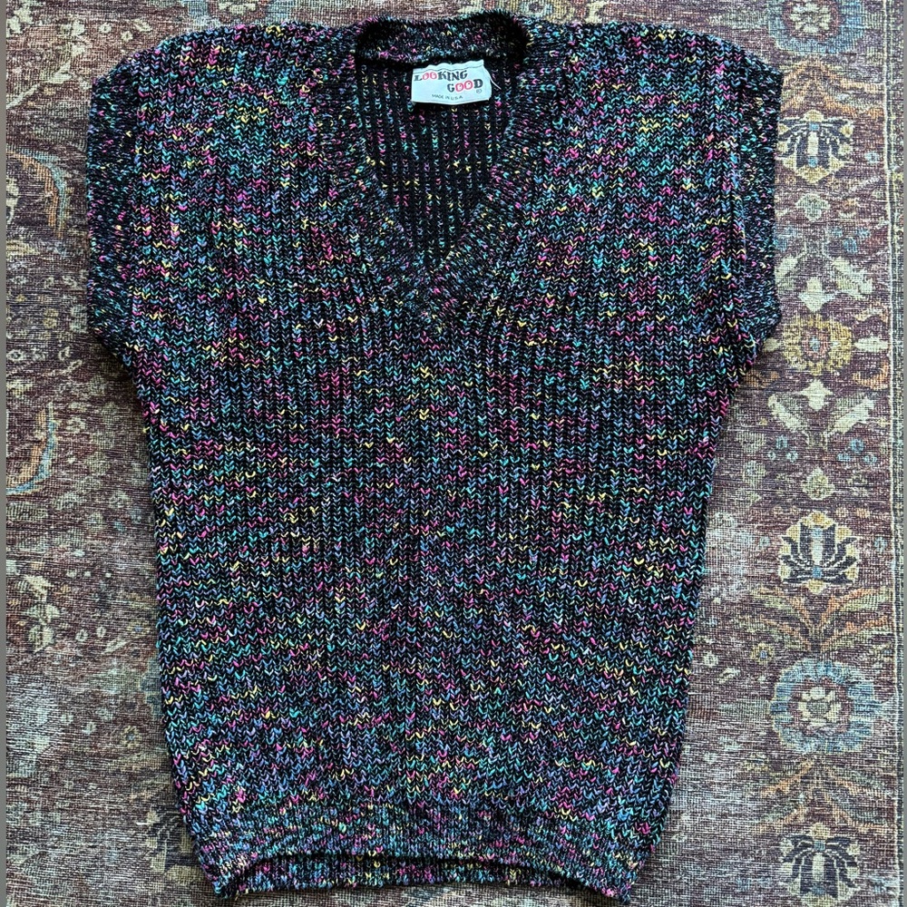 Vintage Knit Sweater Vest Flecked Multicolour (1970’s style)